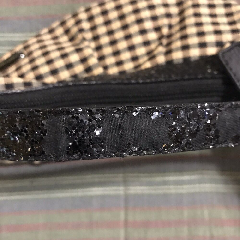 Longaberger Mini Top Handle Purse, Brown & Beige Plaid‎ With Glitter - 8” Wide - Picture 6 of 7